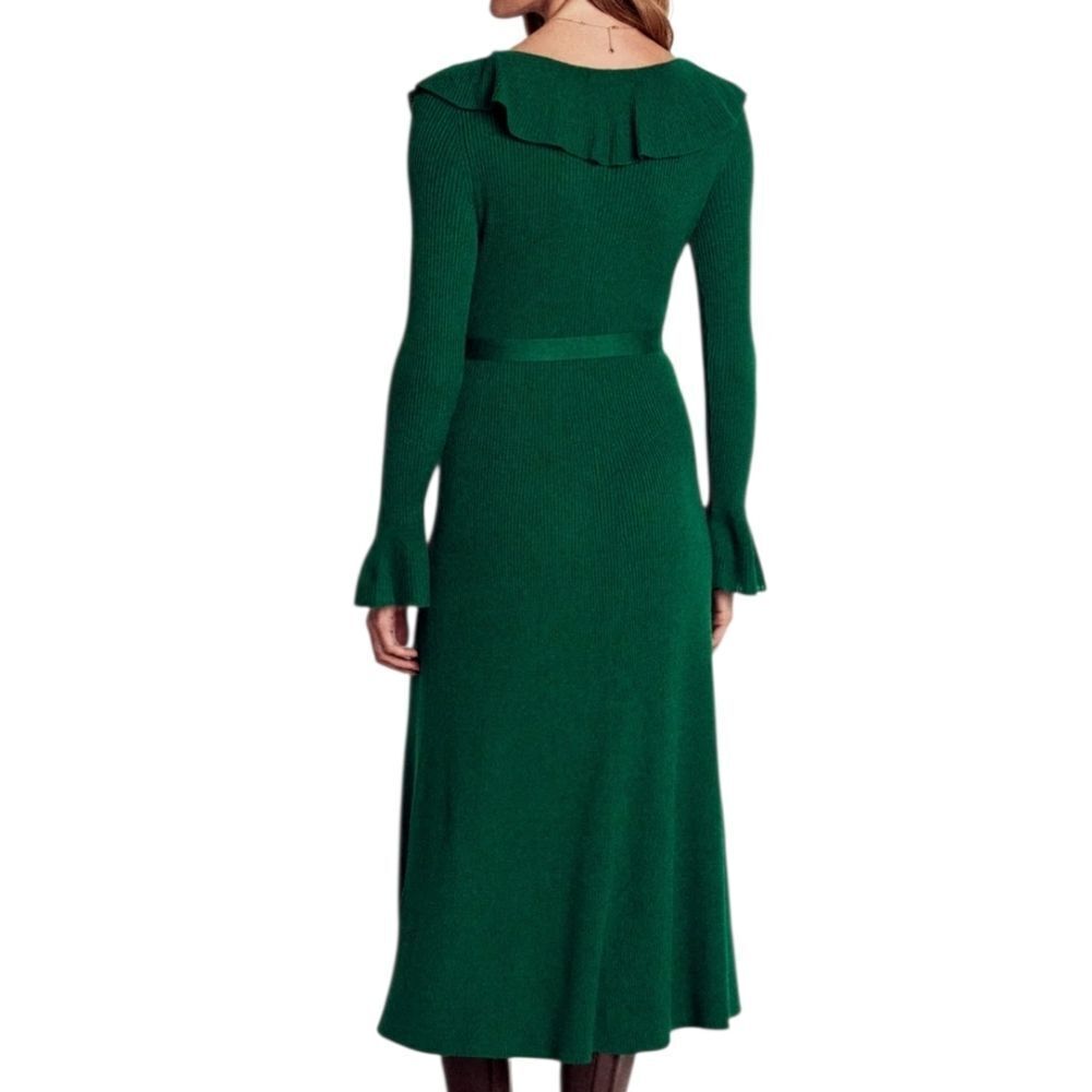 Boden Emerald Night Ruffled Ribbed Dress Size 8R - Picture 3 of 10